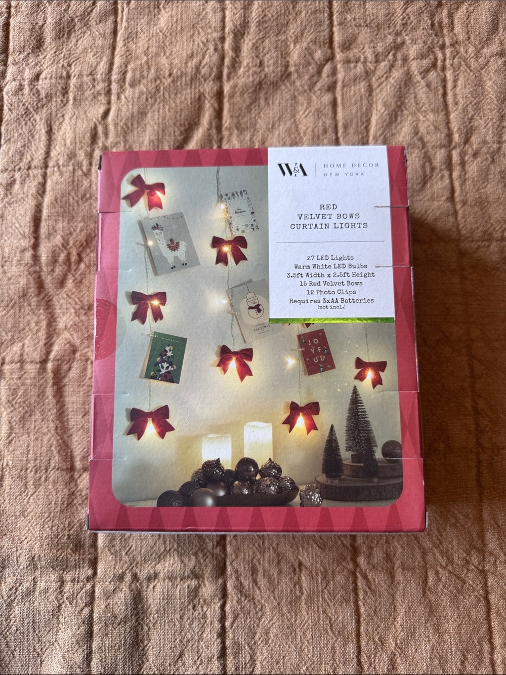 NWT Red Velvet Bows Curtain Lights